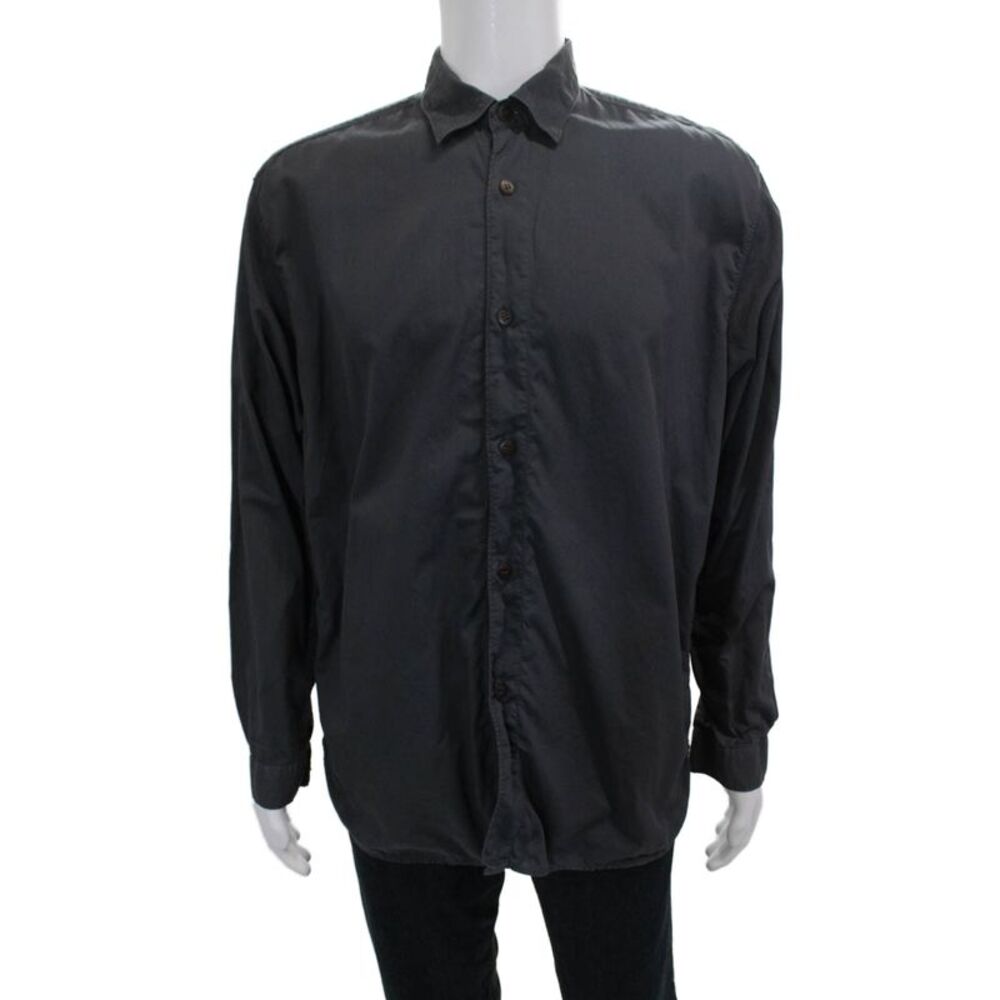 Zegna Sport Mens Button Up Collared Long Sleeve Gray Cotton Shirt Size M